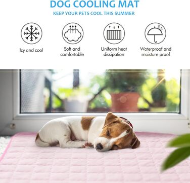 Кühlmatte für Hunde Pet Dog Cooling Mat Sommer Selbstkühlende Matte Hunde Katzen Haustier Kühlmatte Natürlich Eisbär (M-70x50cm, rosa)