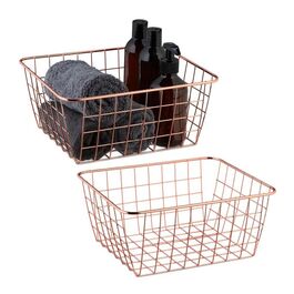 Set of 2 Wire Baskets in Rosé Gold