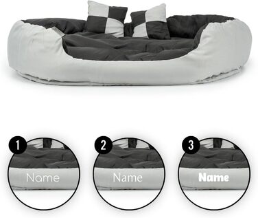 Ліжко для собак Lionto 4-в-1 з двостороннім подушкою, 65x50 см, з міцного оксфорду, водовідштовхувальне, з глибоким входом, для котів та собак всіх розмірів, з декоративною подушкою (сірий/чорний, L 110 x B 80 x H 23 см)