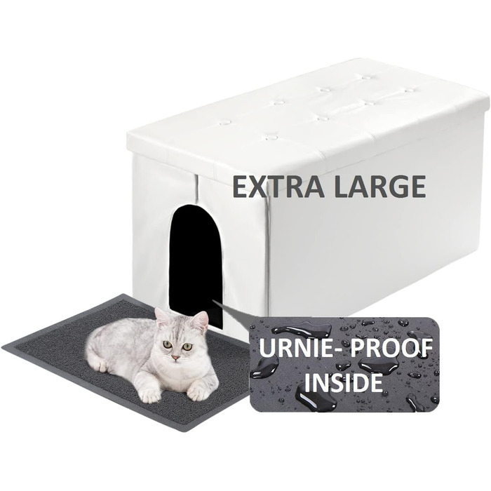 Шафа для котячого туалету MEEXPAWS XL, біла – прихований туалет для кішки, комод-сидіння для кота, котячий туалетний шафа