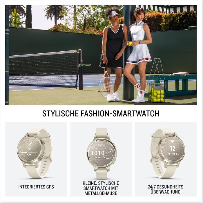 Розумний годинник Garmin Lily 2 Active 38mm Bone & Lunargold: GPS, 30+ спортивні додатки, 9 днів роботи, Garmin Pay