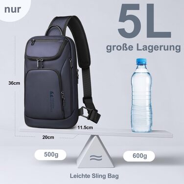 Чоловіча сумка-слінг через плече hk Crossbody, водовідштовхуюча нагрудна сумка з відділенням для планшета iPad 11.3