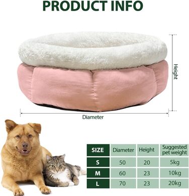 М'яке ліжко-доннат для котів та собак, 50x50x20 см, блакитне