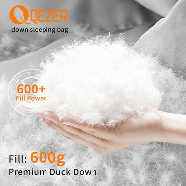 Сплячий мішок QEZER для дорослих та дітей, чорний, 4 сезони, 1180г/1860г, для кемпінгу, хайкінгу, альпінізму та відпочинку на складі