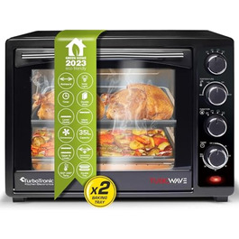 Міні-піч TurboTronic 35л з конвекцією, чорна, 1600W, з 2 дека, таймером, функцією грилю та піци