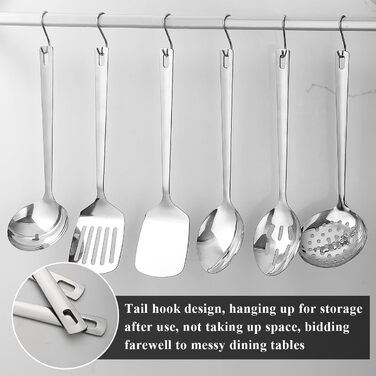 Набір кухонних аксесуарів Evanda, 6 предметів, нержавіюча сталь, важкі кухонні прилади, набір лопаток, аксесуари для кухні, срібний
