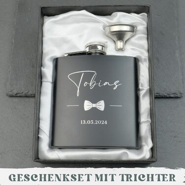 Набір фляг з гравіюванням - персоналізований з іменем - ідеальний подарунок на весілля та для чоловіків - нержавіюча сталь (Дизайн 8)