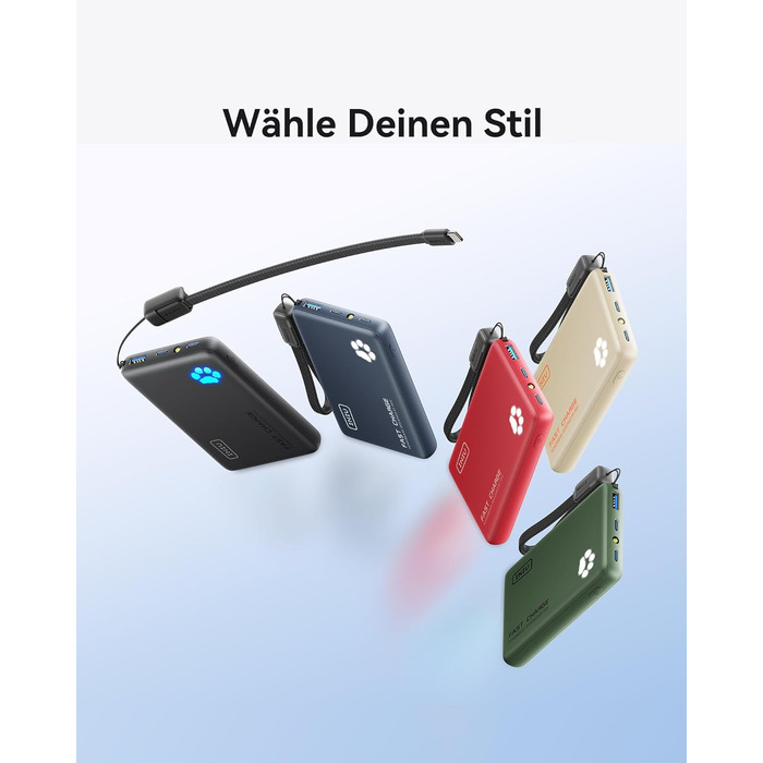 Power Bank INIU 10000mAh 45W USB-C PD3.0 з ліхтариком, бежевий - Зовнішній акумулятор для iPhone, Samsung, iPad