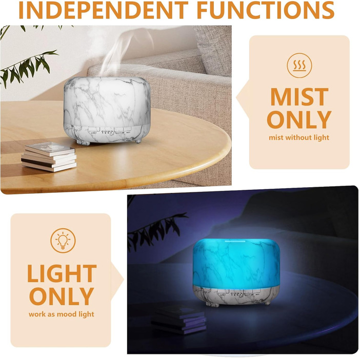 Аромадифузор Hianjoo 450мл з таймером, ультразвуковий, 7 кольорів LED, з пультом ДУ для спа/офісу/йоги - (дизайн 