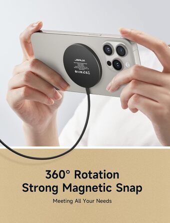 Бездротовий зарядний пристрій JSAUX MagSafe 15W для iPhone 17 Air Pro Max, iPhone 16/15/14 13 12, AirPods 3/2, Синій (прозорий)