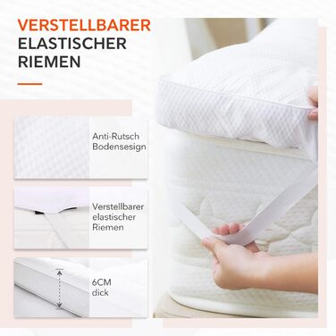 Sweetnight 3D Ultra Soft Mattress Topper Microfibre Polyester Durable Breathable Mattress Pad Mattress Topper Super Soft Fluffy Mattress Cover 120 x 190 x 6 cm White
