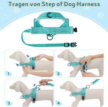 Шлейка для собак SlowTon з повідком, анти-тягнуча, регульована, світловідбиваюча, для цуценят, малих та середніх собак, безпечна, запобігає задушливості, зелена