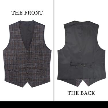 Чоловіча жилетка HISDERN в клітинку, формальна класична жилетка з бавовни, для весілля, в клітку 'Галстук', колір: коричневий