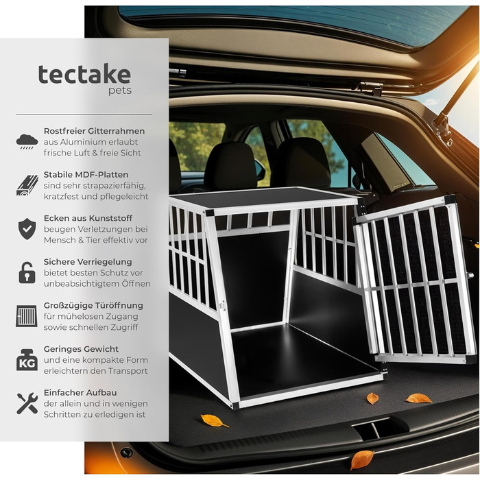 Транспортна переноска для собак tectake® XL, алюмінієва, для 2 собак, 97 x 90 x 69,5 см