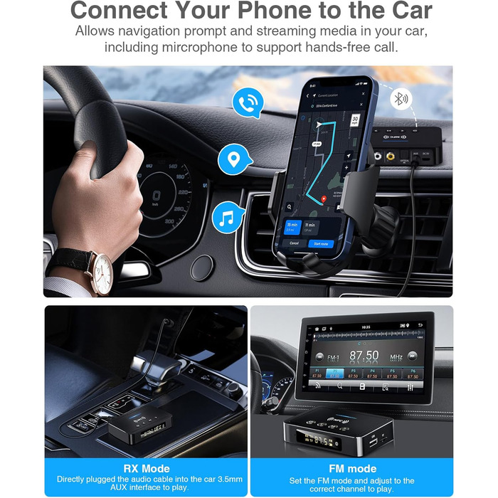 Bluetooth 5.0 Аудіоадаптер 3-в-1 для TV, PC, стереосистеми: передавач, приймач, FM-передавач з пультом, HiFi підсилювач