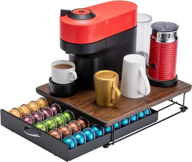 Підставка для капсул Nespresso Vertuo з дерев'яною кришкою - 50 капсул