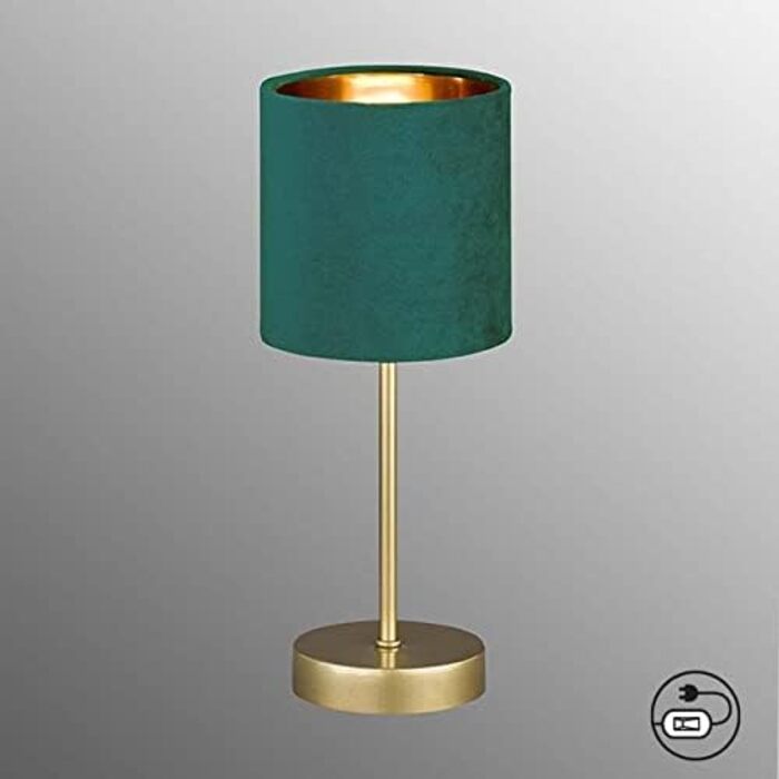 Торгова лампа Fischer & Honsel Aura: класичний дизайн, золото, смарагдовий відтінок, висота 34 см