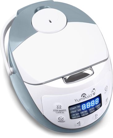 Yum Asia Panda Mini Rice Cooker with Ninja Ceramic Bowl and Advanced Fuzzy Logic (3.5 Cups, 0.63 Liters) 4 Rice Functions, 4 Multicooker Functions, 220–240V White / Grey
