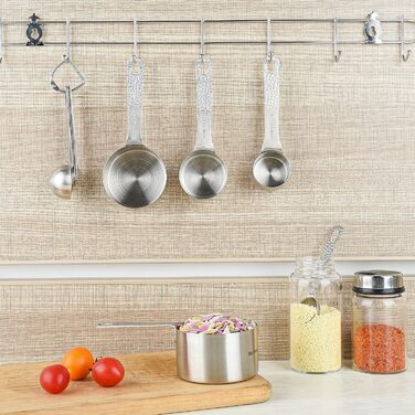 Smithcraft Copper Measuring Cup and Spoon Set, Dry Metal Measuring Cup Set for Cooking and Baking, Stainless Steel Measuring Cups and Spoons, 5 Measuring Cups and 6 Kitchen Measuring Spoons and Leveler, 11 Piece