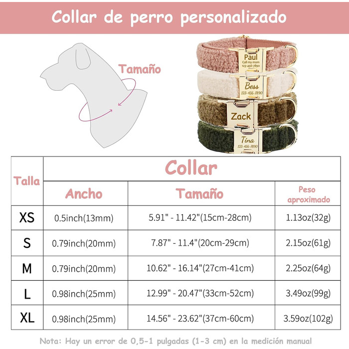 Нашийник для собак з металевою застібкою, двосторонній з іменем та номером телефону, регульований розмір, M та L (Нашийник 06)