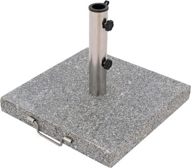 Nexos Parasol Stand 30kg Polished Granite Stainless Steel Square 45 x 45 cm Parasol Stand with Handle and Wheels
