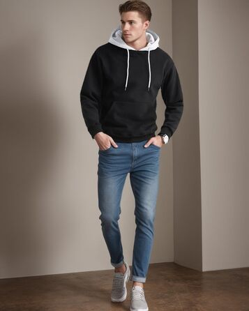 Чоловічий худі з капюшоном, довгим рукавом, вітрозахисна куртка, блоковий колір, сірий (XXL)