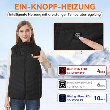 Обогрівальний жилет для чоловіків та жінок - USB жилет з 9 зонами нагріву та 3 рівнями температури, ідеальний для кемпінгу та піших прогулянок (Powerbank не входить до комплекту), чорний, 3XL