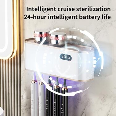 Електричний стерилізатор для зубних щіток UV, USB-організатор для 5 щіток, сушка, настінний, білий