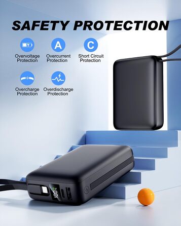 Power Bank 26800mAh: Портативний акумулятор з двома портами та кабелями, сумісний з iPhone та Android