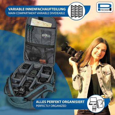 Рюкзак для DSLR-камери Pedea: стильний фоторюкзак з водонепроникним чохлом та змінною внутрішньою організацією (Petrol)