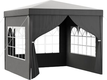 Toboli Pavilion 3 x 3 m in Grey with UV Protection 50+, Garden Pavilion with Removable Sides, Party Tent with Windows for e.g. Terrace and Festival