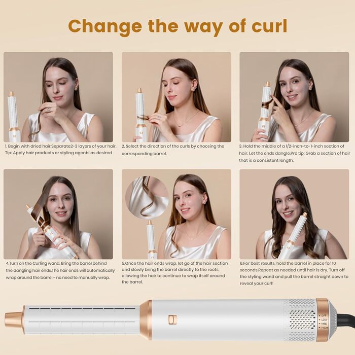 Набір для укладки волосся 6 в 1: фен-щітка, плойка, випрямляч, термощітка, фен, локони. 110000 об/хв.