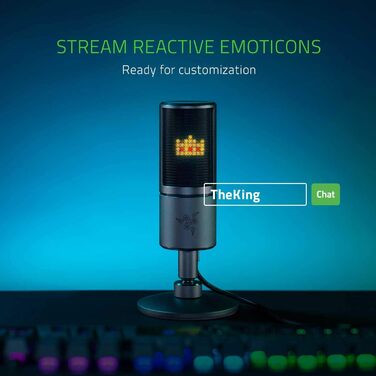 Razer Seiren X для PlayStation – USB конденсаторний мікрофон для стрімінгу PS4/PS5 (чорно-синій). З амортизатором, суперкардіоїда, кнопка вимкнення звуку
