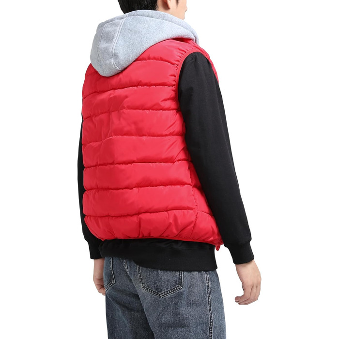 Чоловіча степкова жилетка YOUTHUP з капюшоном, тепла зимова жилетка для активного відпочинку, спортивна жилетка без рукавів (S, Червоний)