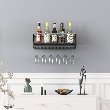 Стійка для винних та келих AcornFort® W-612 Metall – 18 пляшок та 18 келихів (50 x 20 см, Чорний)