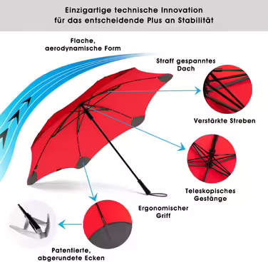 BLUNT Executive Stock Umbrella Red | Large & Stormproof for 2 People – 138 cm Ø | Innovative & Patented Design – Wind Tunnel Tested