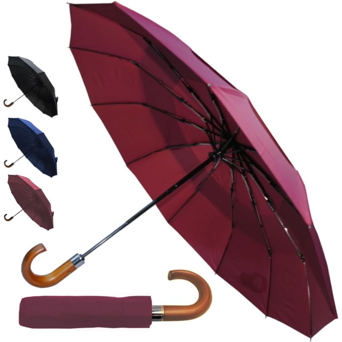 Чоловічий парасолька COLLAR AND CUFFS London 80KPH з автоматичним відкриванням, 12 спиць, блакитний (бордовий), з вентиляційним покриттям, вітростійка, з підсиленим скловолокном