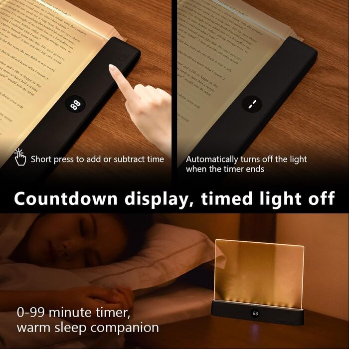 Світлодіодна плоска лампа для читання книг HOTUT Lightwedge, портативне LED-світло для книг з захистом очей, чорна