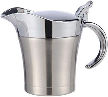 Stainless steel sauce pot with lid, 500 ml, double insulated, thermal container for sauces and gravy with lid, ideal Thanksgiving pourer for sauces or cream sauces, vinegar Free Size 1pc