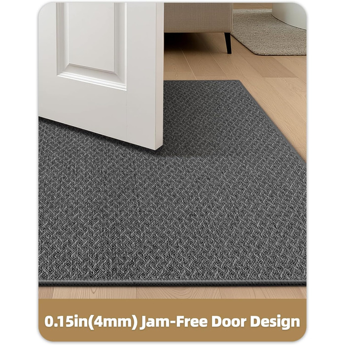 Тонкий килимок для входу COLOR&GEOMETRY, протибризковий та протиковзкий килим у передпокою, темно-сірий, 92 x 142 см