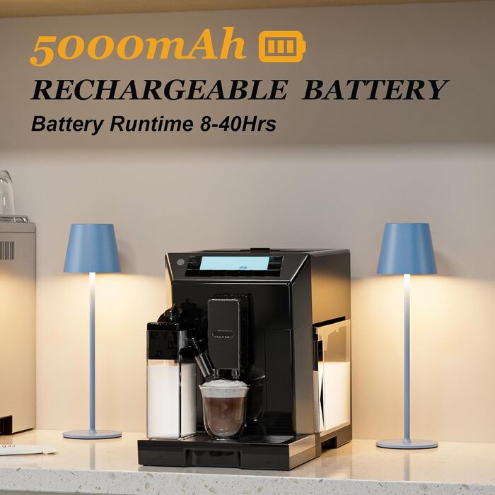 Набір з 2-х бездротових настільних LED світильників з акумулятором, сенсорне регулювання яскравості, 3 режими кольору, USB-C зарядка для спальні, обіднього столу, кемпінгу (Чорний)