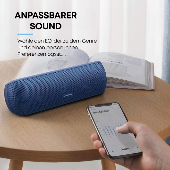 Soundcore Motion+ Bluetooth Портативна Колонка HiFi 30W, Глибокий Бас, IPX7, 12h, USB-C, App, EQ (блакитна)
