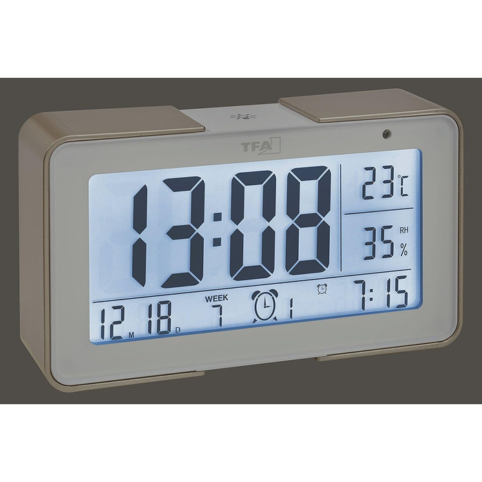 TFA Dostmann 60.2540 Radio Alarm Clock Melody with various alarm tones (champagne color with batteries)