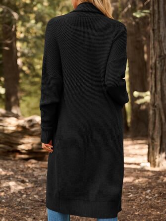 Жіноча в'язана кардиган LILLUSORY, великий розмір, відкритий спереду, зимова куртка XL чорного кольору