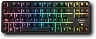 KROM Kabala – Бездротовий ігровий набір з мембранної клавіатури RGB Rainbow, 6 антиблінгуваних клавіш, оптична миша 800-4800 DPI, іспанська розкладка, сумісний з ПК (Kernel Pro Spanish)