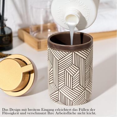 Дозатор для мила та миючого засобу GIRLUFO 350мл з великим насосом – багаторазовий дозатор піни для ванної кімнати та кухні (легко натискається) (колір: коричневий)