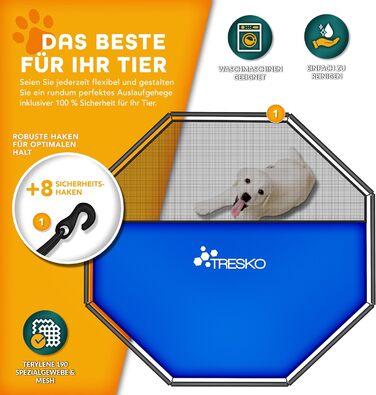 ТресКо® вольєр для цуценят 60 см, з дахом та анкерами | Вольєр для собак 8-секційний | Розкладний вольєр для собак з дверцятами | Збірка без інструментів | Вольєр для тварин, стійкий до погодних умов 77 x 60 см