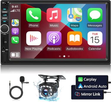 2 DIN автомагнітола NHOPEEW з CarPlay та Android Auto, 7