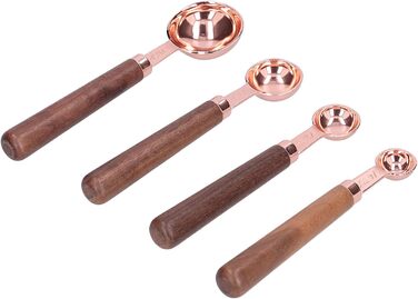 Measuring Spoon Set, 4 Measuring Cups in Rose Gold with Scale, Stainless Steel Measuring Spoons for Kitchen Utensils (Size: S)