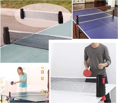 Мережа для настільного тенісу, висувна, 190 см (макс), портативна, замінна, для столу, офісу, їдальні (чорний, червоний)
